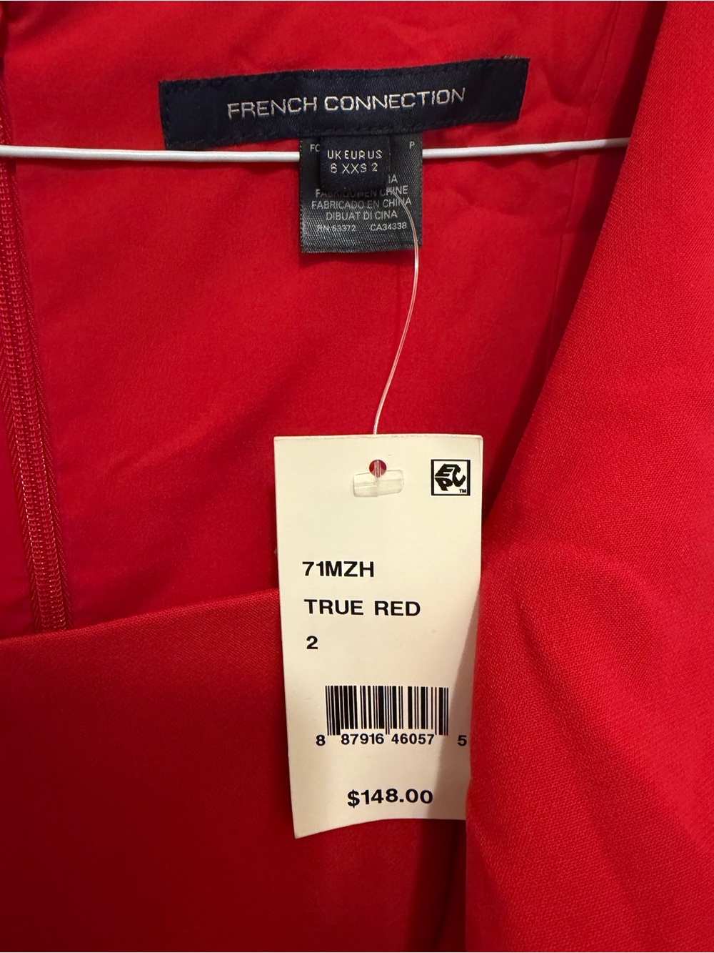 French Connection Red Ruffle Square-Neck Mini Dress - Picture 3 of 4
